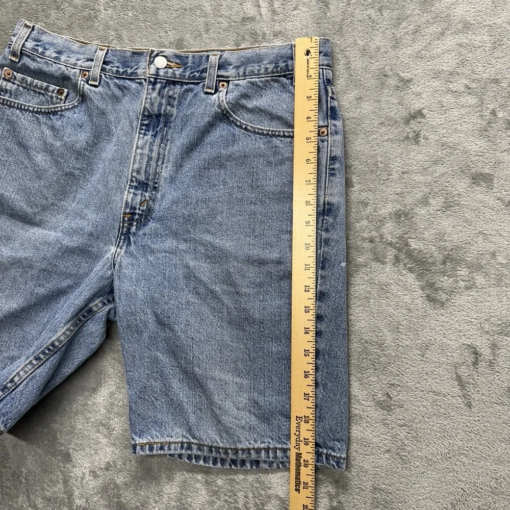 Levis 505 Denim Shorts Mens 36 Blue Jean Medium Wash Distressed Retro